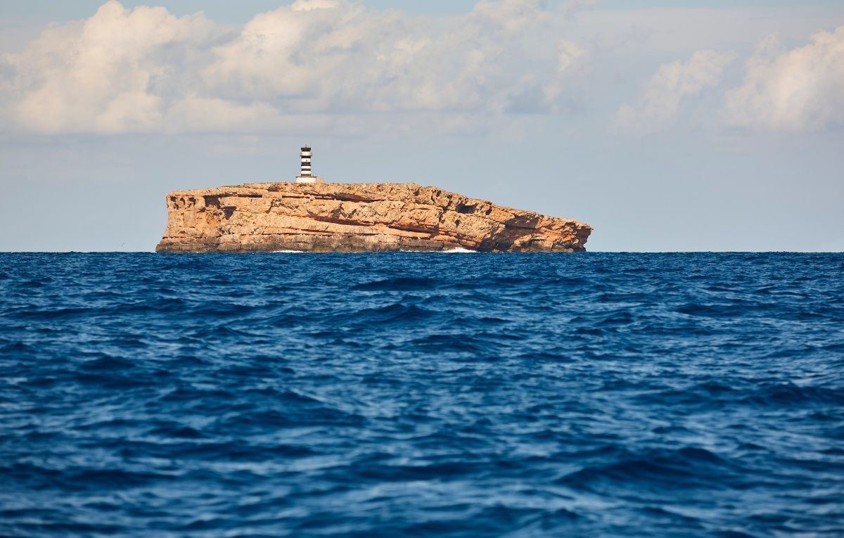 Lighthouse in balearic islands. Na Foradada islet. Cabrera archipelago. Mallorca