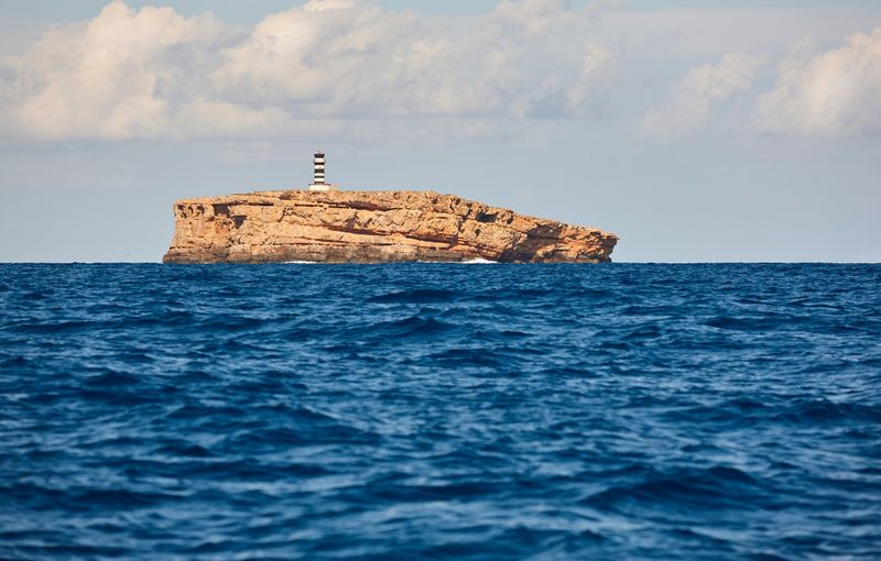 Lighthouse in balearic islands. Na Foradada islet. Cabrera archipelago. Mallorca