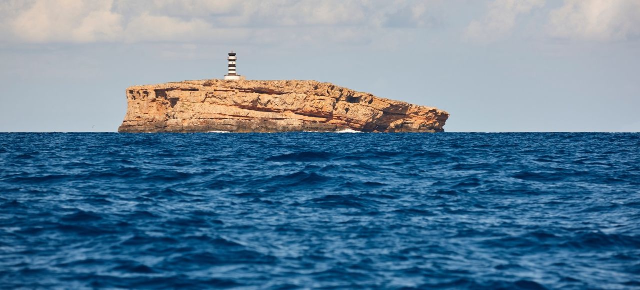 Lighthouse in balearic islands. Na Foradada islet. Cabrera archipelago. Mallorca