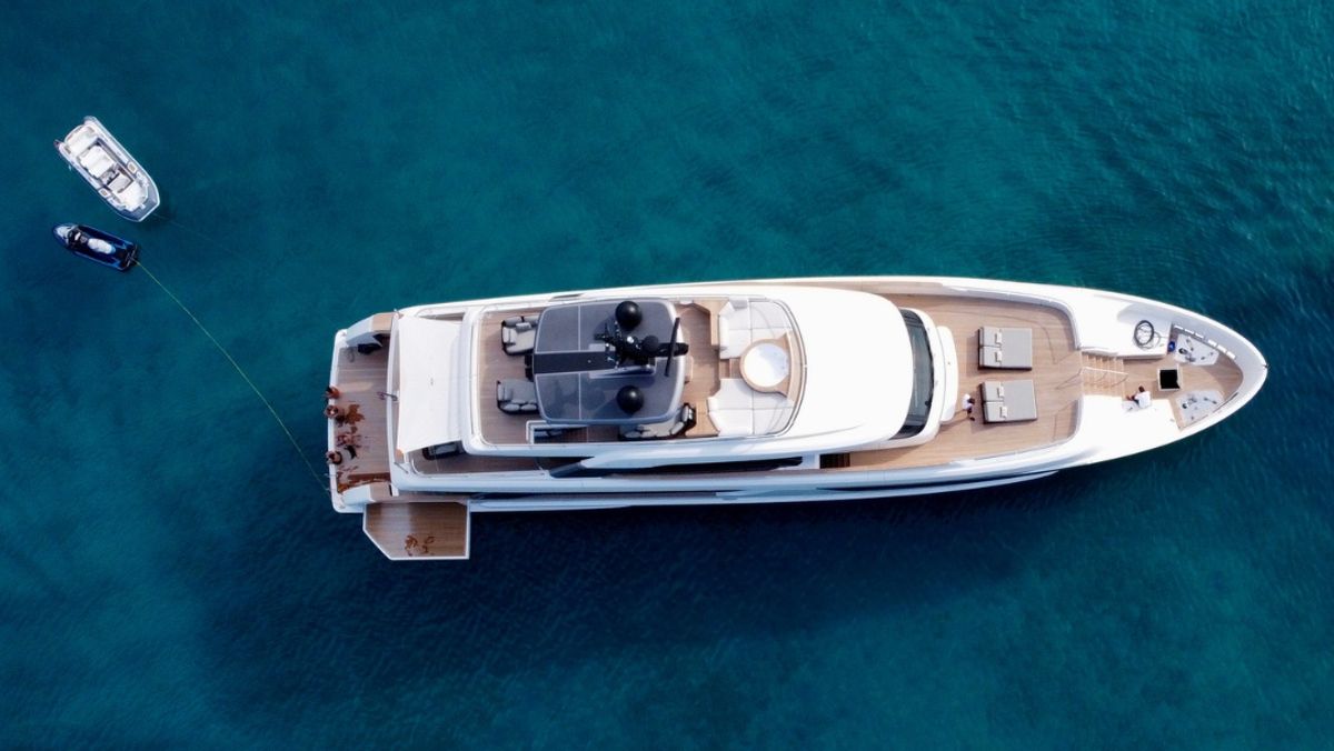 Overhead View of Yacht on Sea