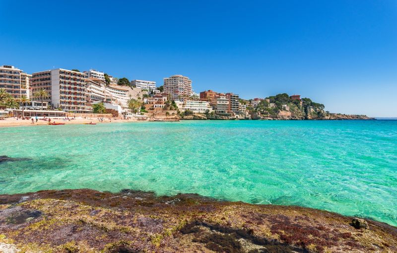 Spain Palma de Majorca, urban beach of Cala Major, Mediterranean Sea, Balearic Islands