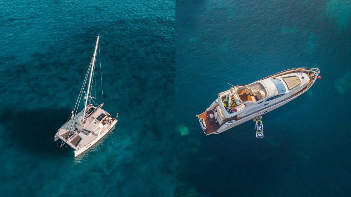 Catamaran & Motor Yacht, side by side