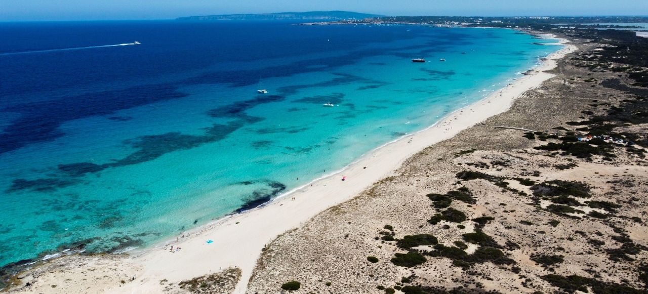 Aerial View of the Beaches of Ses Illetes on the Island of Forme