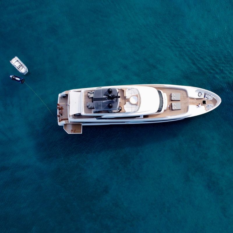 Overhead View of Yacht on Sea