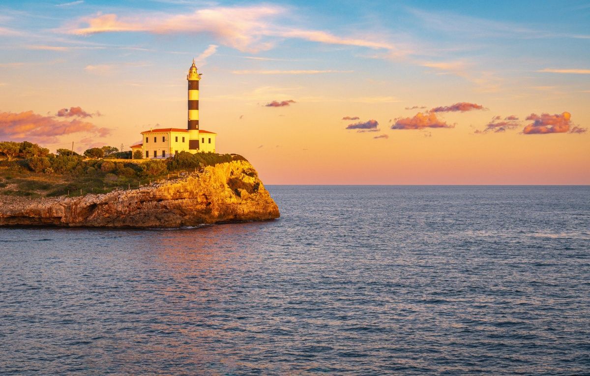 Lighthouse on Sea Shore at Sunset, Portocolom