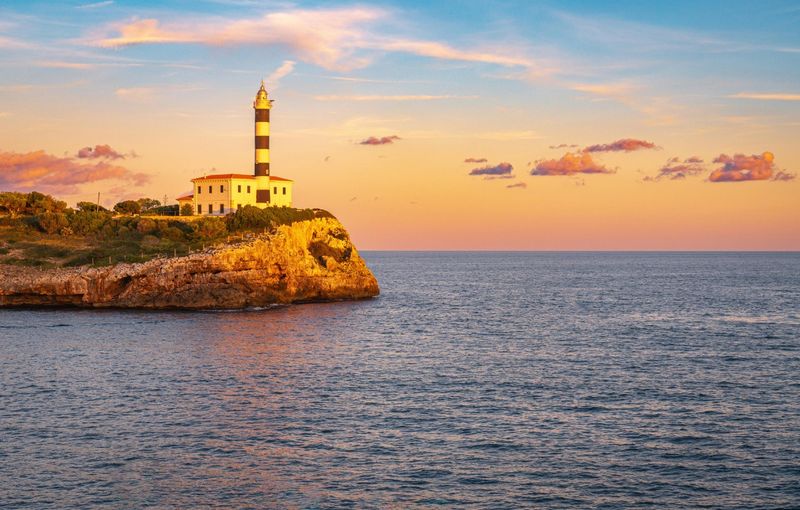 Lighthouse on Sea Shore at Sunset, Portocolom