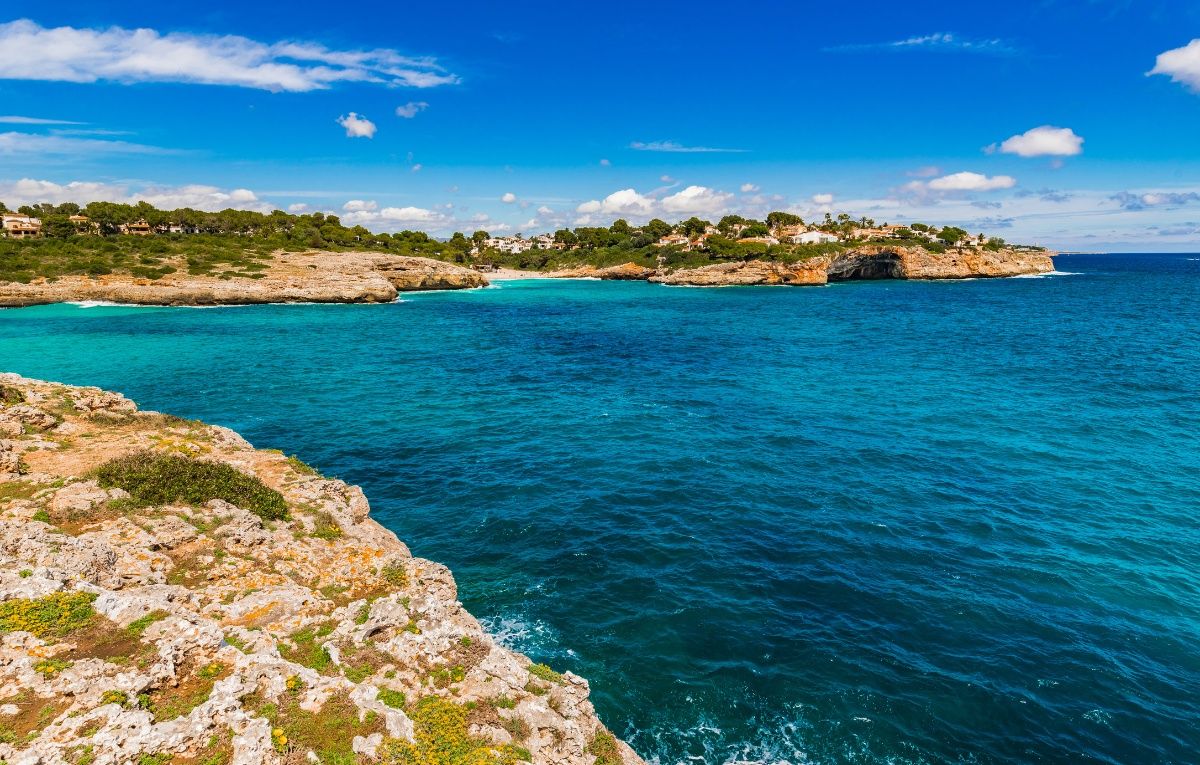 Beautiful island scenery, bay coastline of Cala Anguila, Mallorca Spain