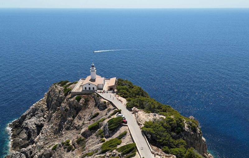 Aerial View of Capdepera Lighthouse on Rocky Cliff