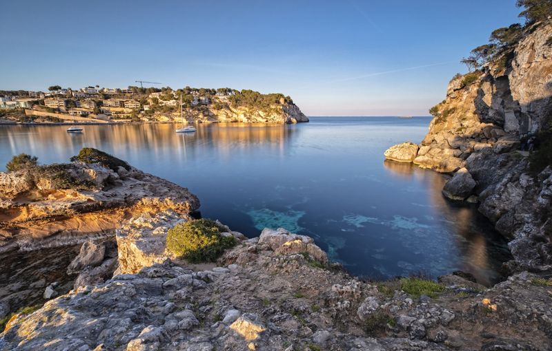 Bay of Portals Vells in Mallorca, Spain at Sunset
