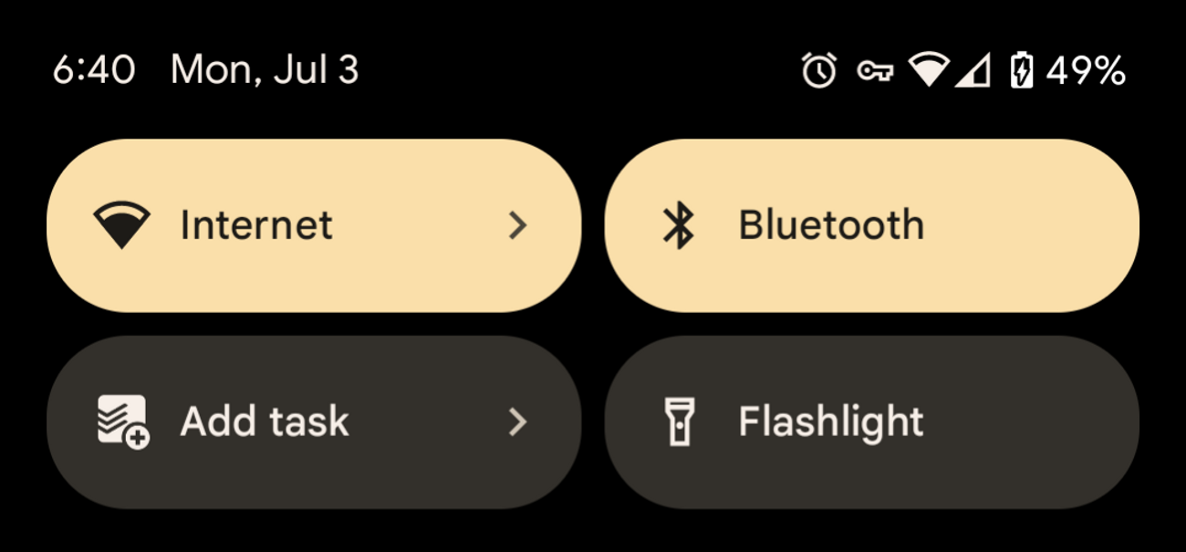 Android quick settings