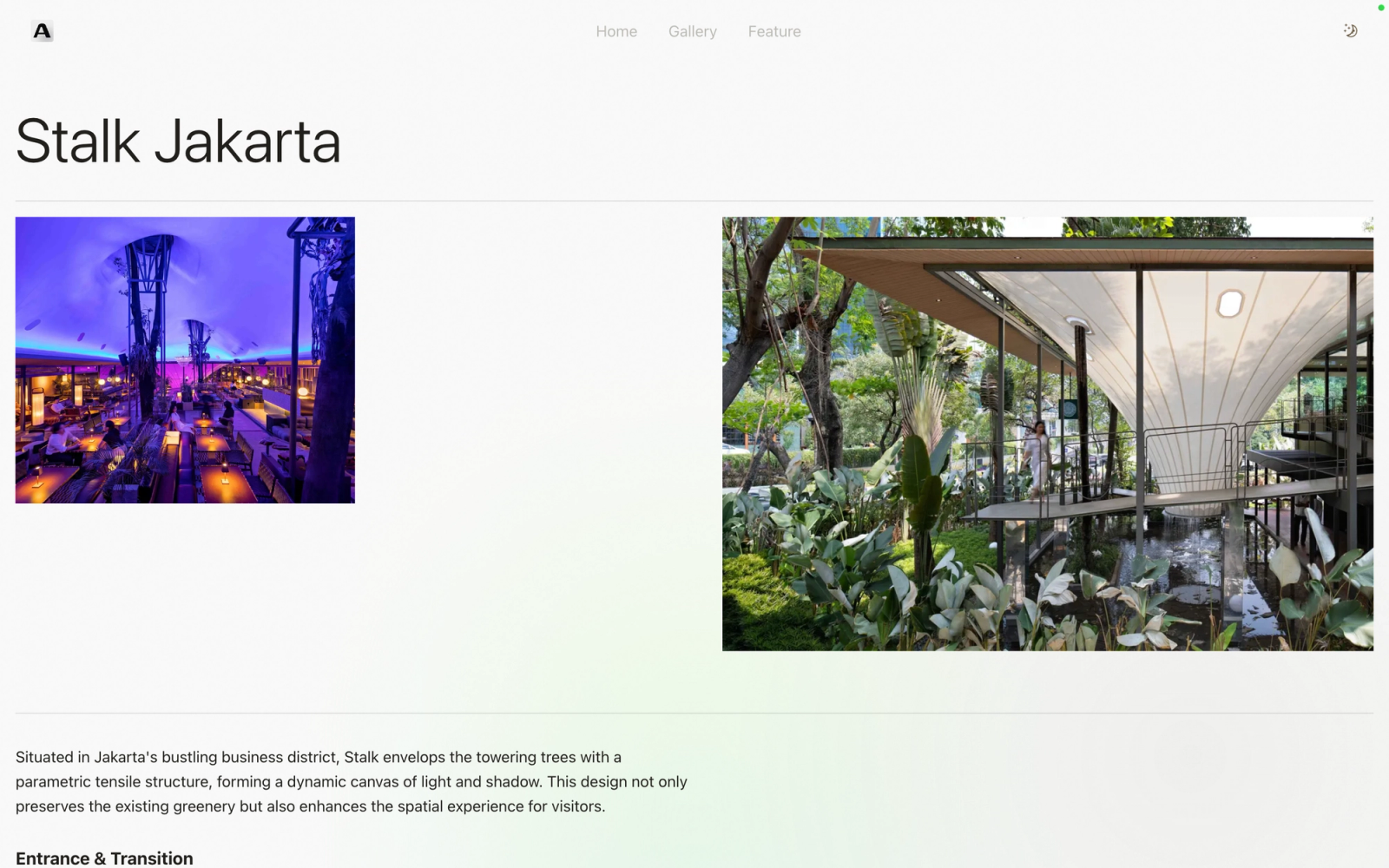 Arseektek project page for Stalk Jakarta by RAD+ar, with two photographs above the opening of the essay