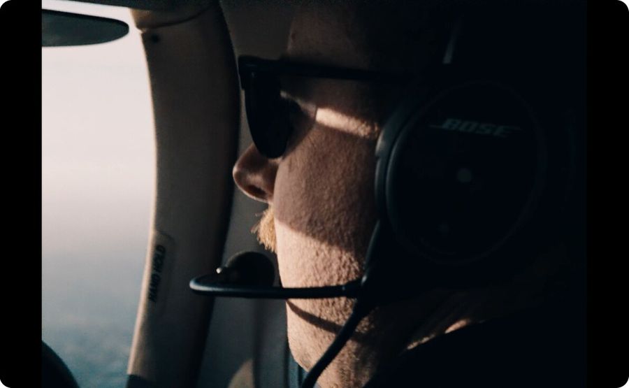 Student pilot on a first solo flight