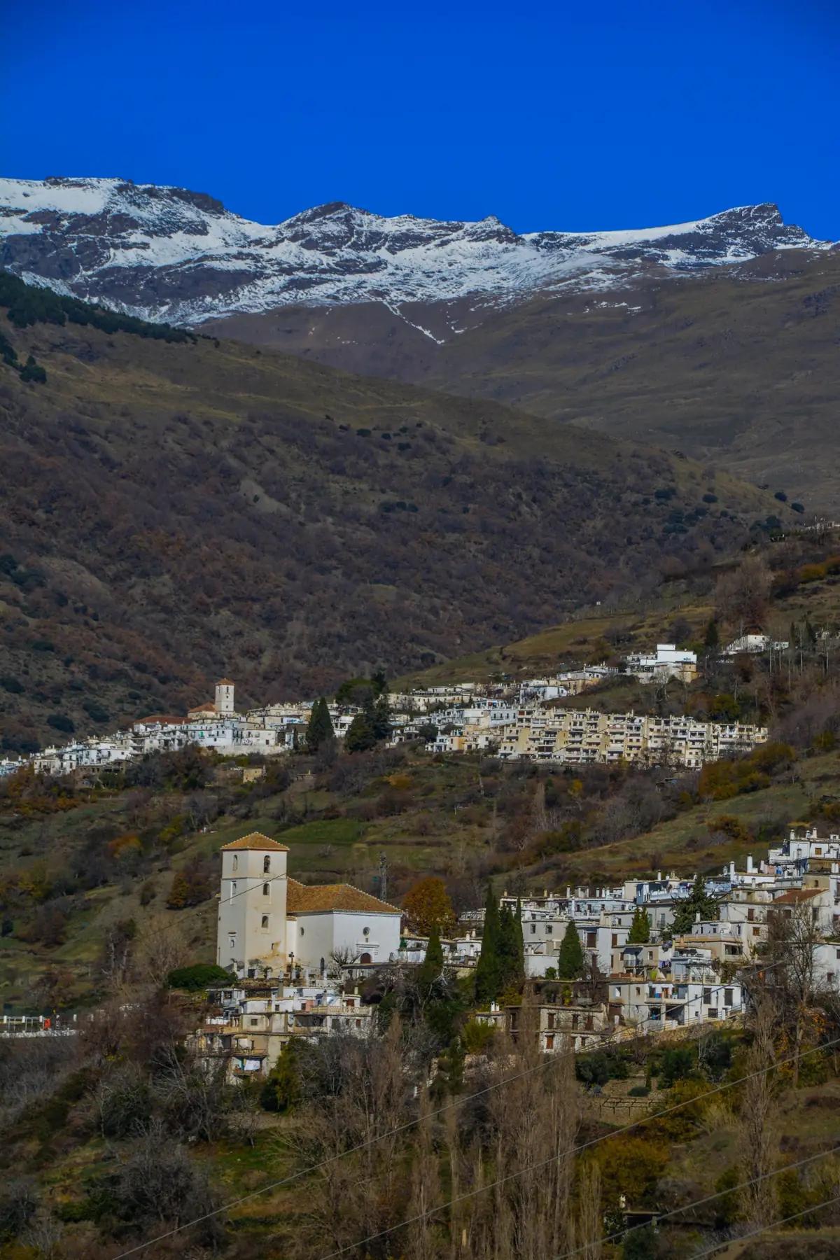 Bubión and Capileira, white villages in the Alpujarras below the snowy Sierra Nevada, Spain