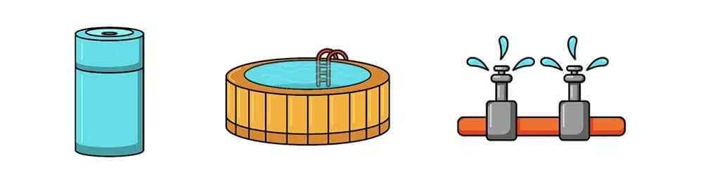 irrigation, spa pool and humidifier icons