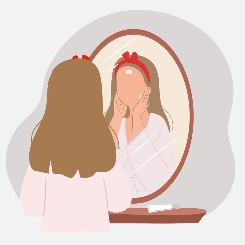 Illustration of Woman Applying Tretinoin to Face