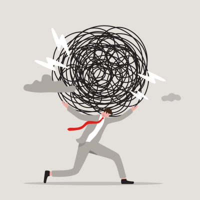 Illustration of Man Carrying Mental Load on Shoulders