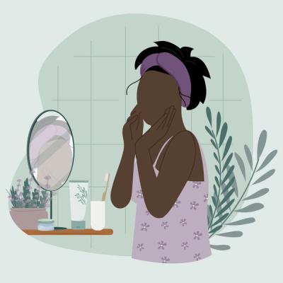 Illustration of Applying Prescription Anti-Aging Cream