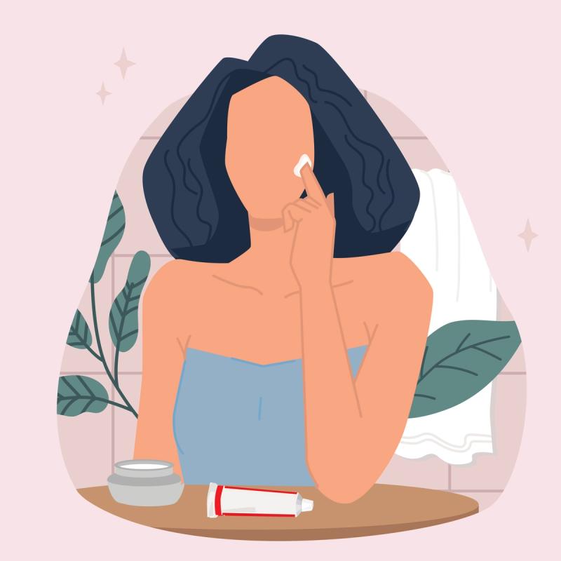 Illustration of Woman Applying Tretinoin to Face