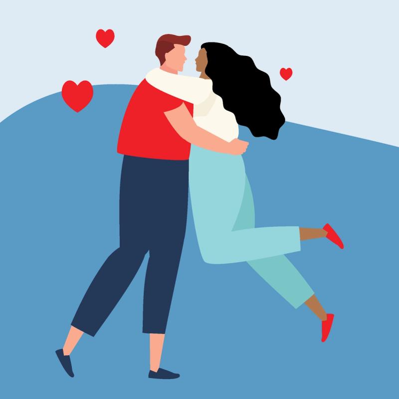 Illustration of Man and Woman Hugging