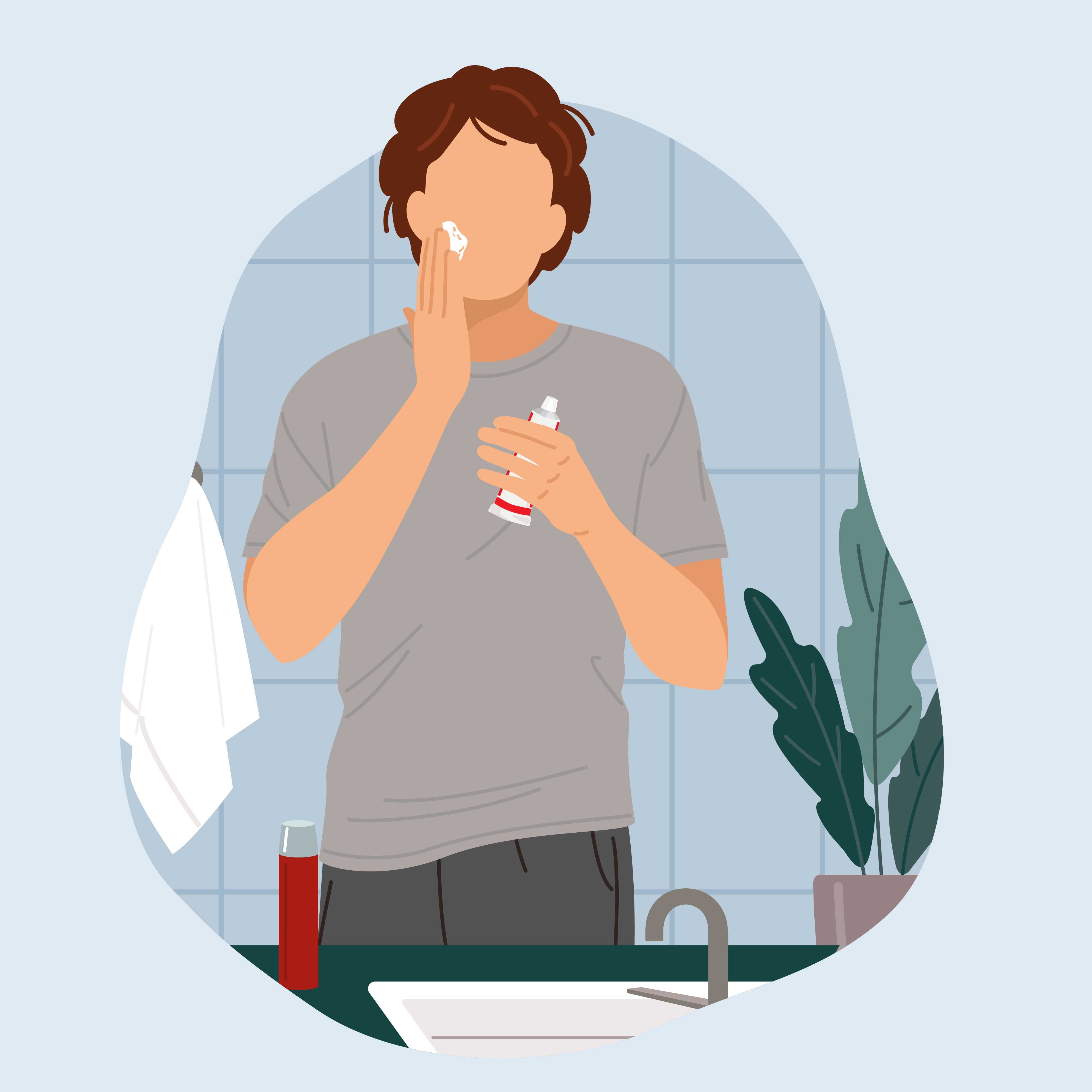 Illustration of a Man Applying Tretinoin to Face