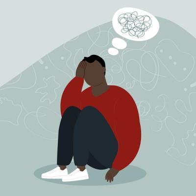 Illustration of Man Considering Propranolol for Anxiety