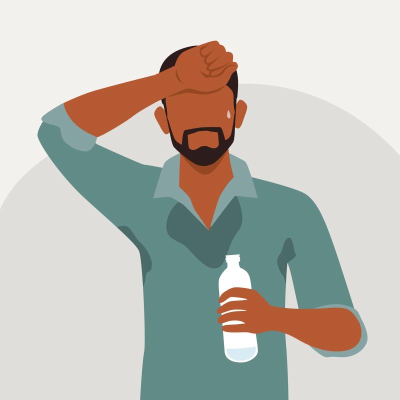 Illustration of a person affected by hyperhidrosis