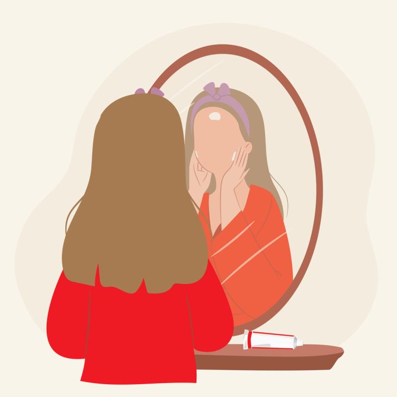 Illustration of Woman Applying Tretinoin to Face