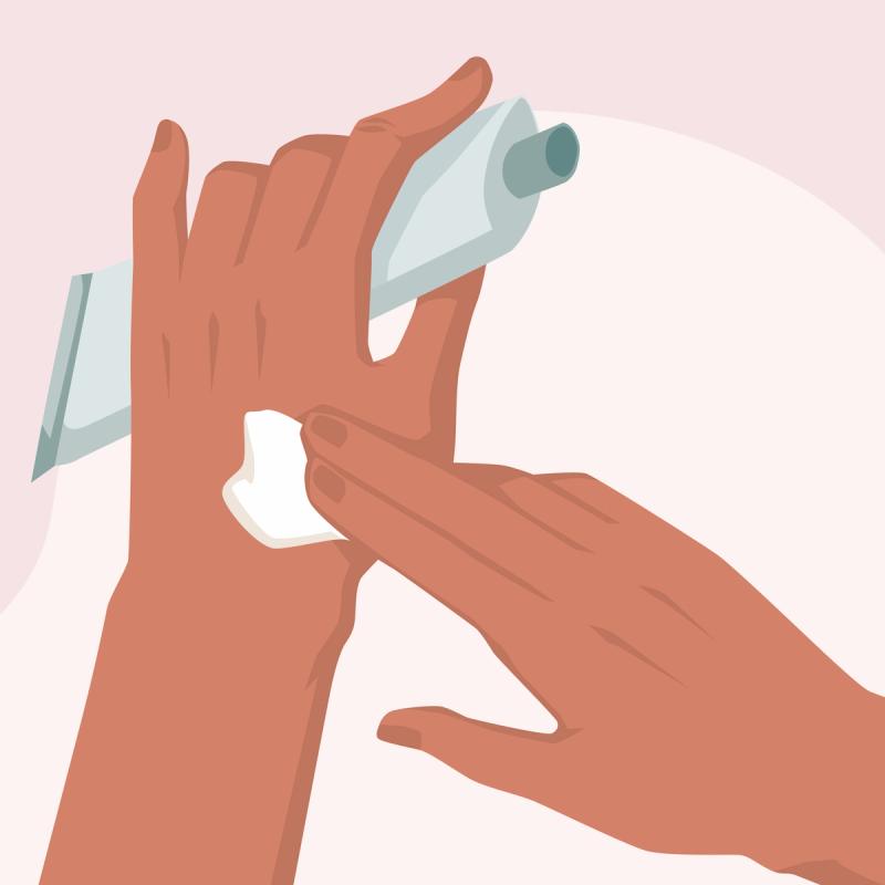 Illustration of Applying Prescription Anti-Aging Cream