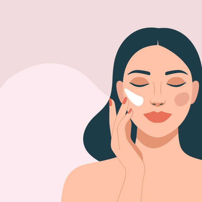 Illustration of woman using skin cream