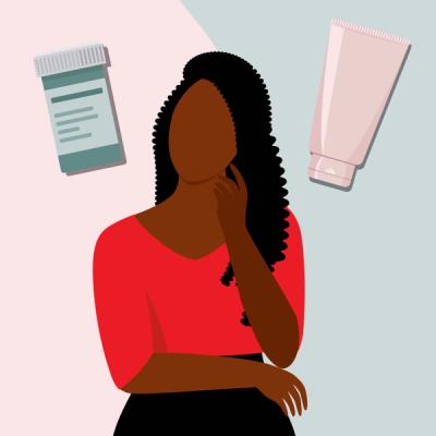 Illustration of Woman Considering Fluconazole vs. Miconazole for a Yeast Infection