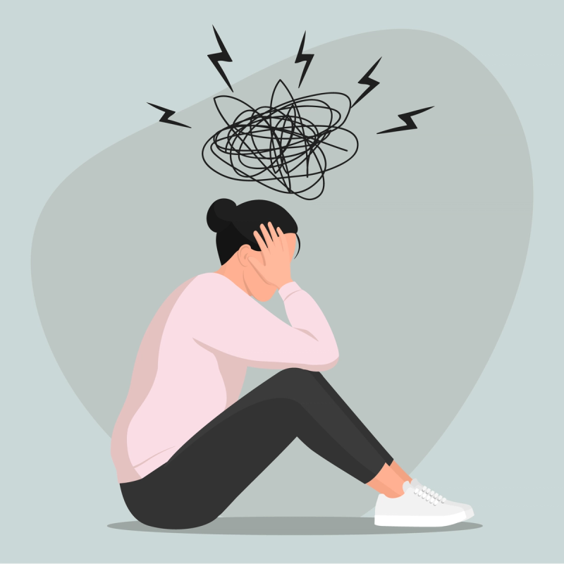 Illustration of a someone struggling with their mental health.