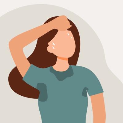 Illustration of Woman Excessively Sweating