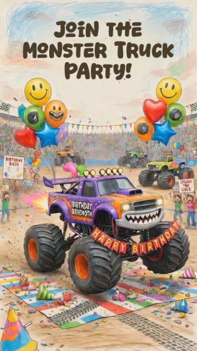 Monster Truck video invitation