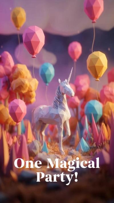 Poly Papercraft Unicorn video invitation