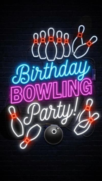 Bowling Neon video invitation