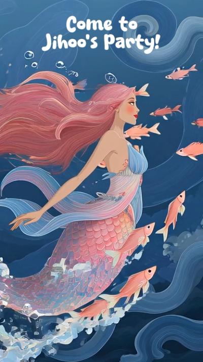 Mermaid Watercolor video invitation
