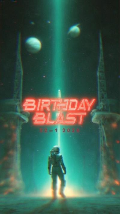 Birthday Blast Green video invitation