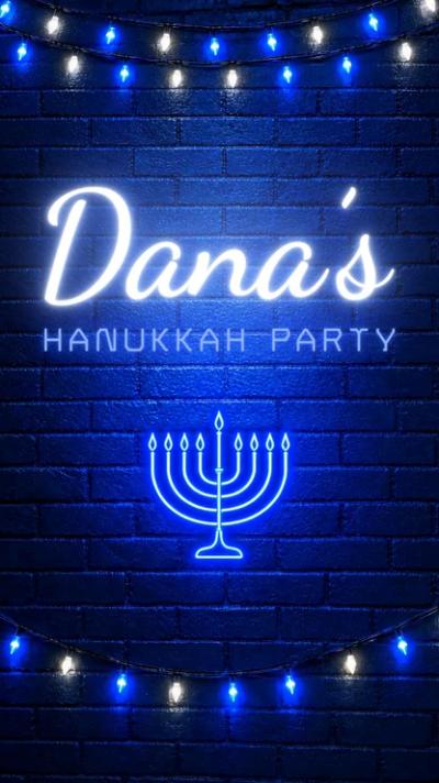 Hanukkah Neon video invitation