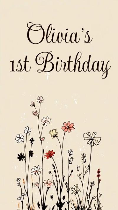 Flowers for 1st Birthday video invitation