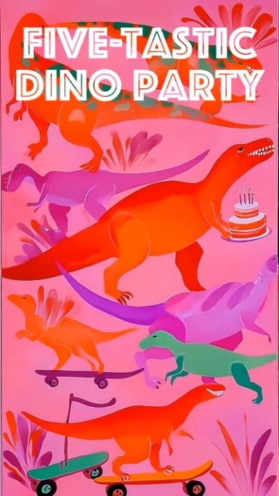 Five-Tastic Dino Party video invitation