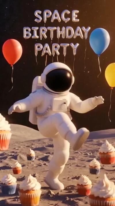 Space Birthday Party video invitation