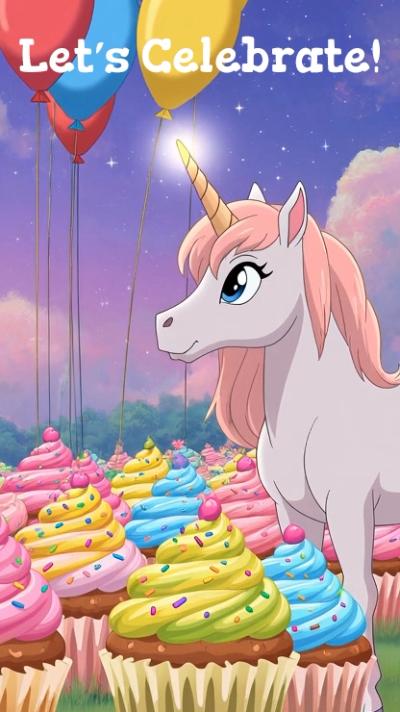 Unicorn Cupcakes video invitation
