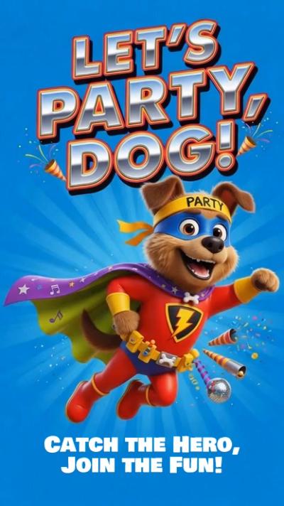 Party Dog To The Rescue video invitation