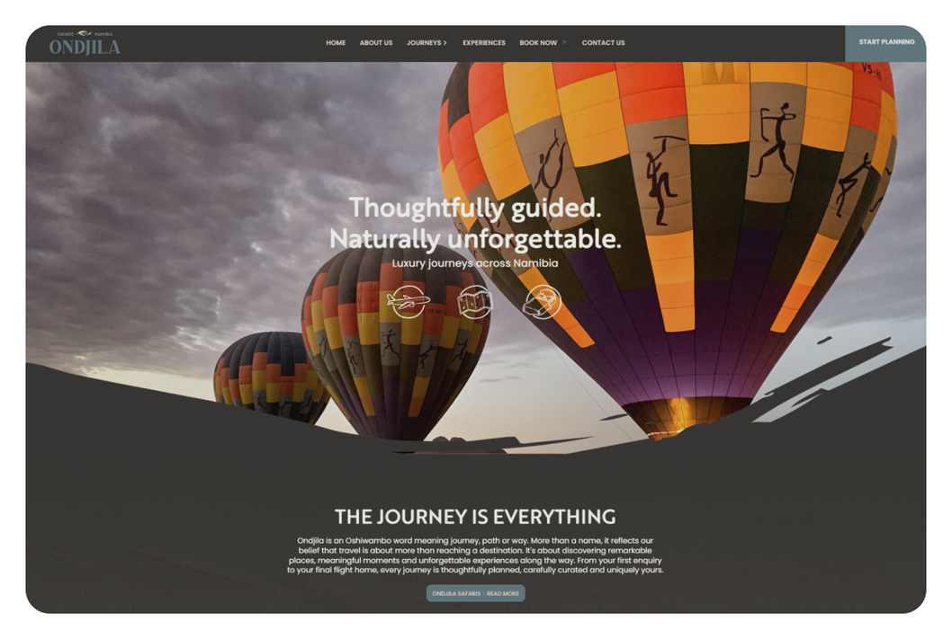 Ondjila Safaris Namibia website preview