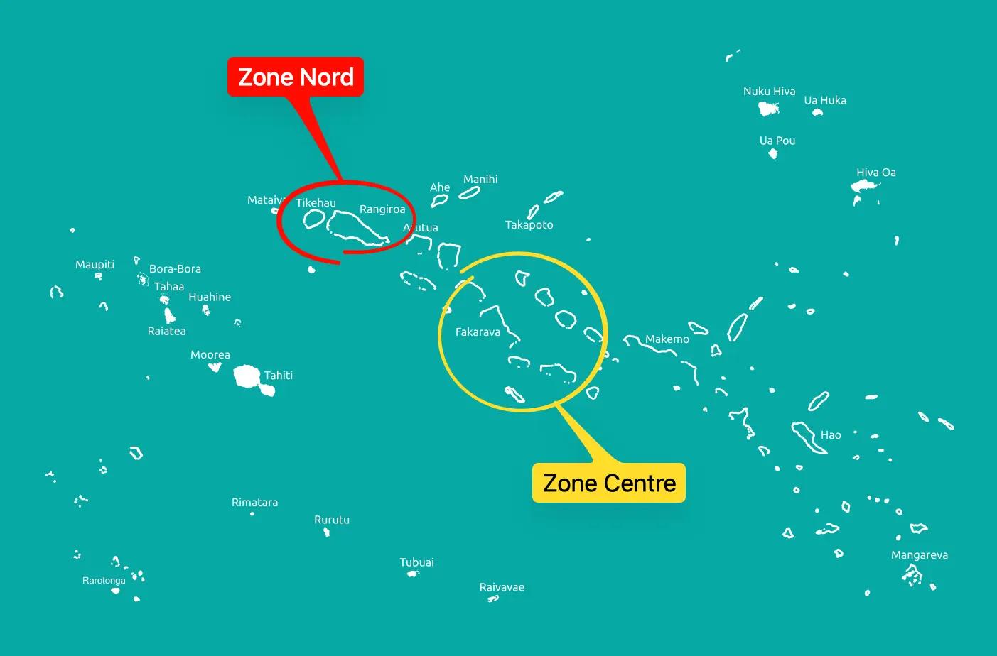 Zones de navigation des Tuamotu