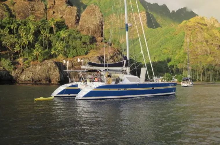 Na Maka catamaran in the Marquesas