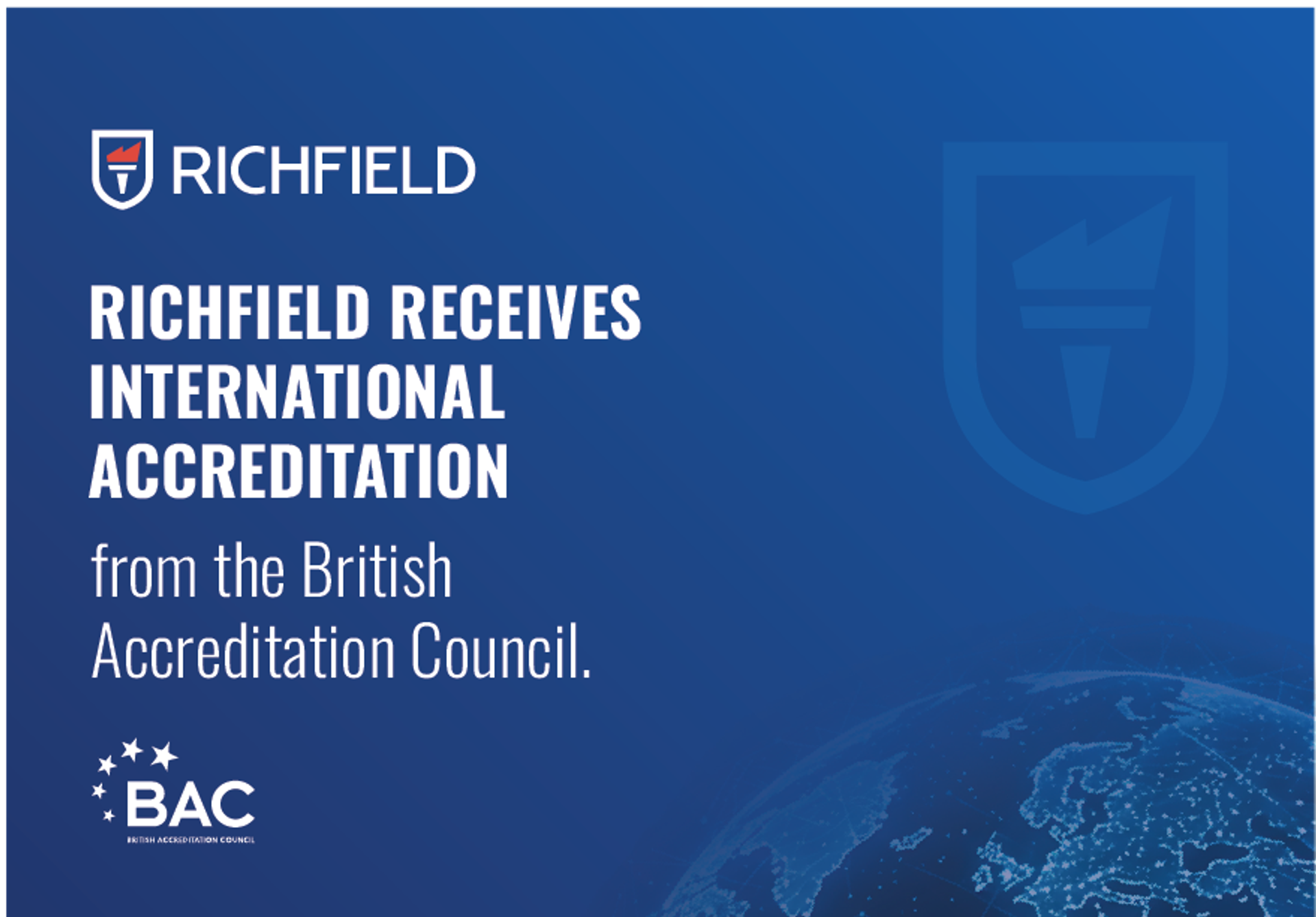 Richfield college shows their British Accreditation Council accreditation 