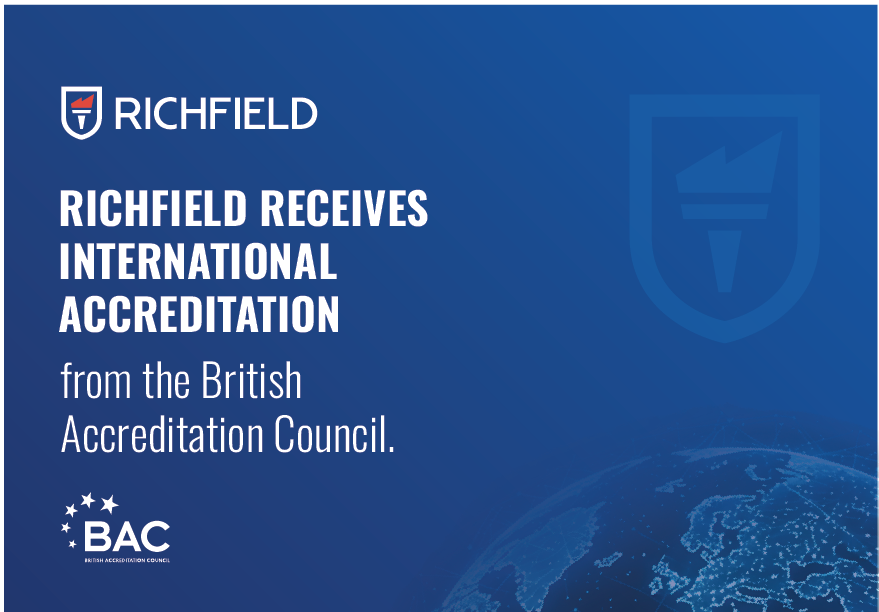 Richfield college shows their British Accreditation Council accreditation