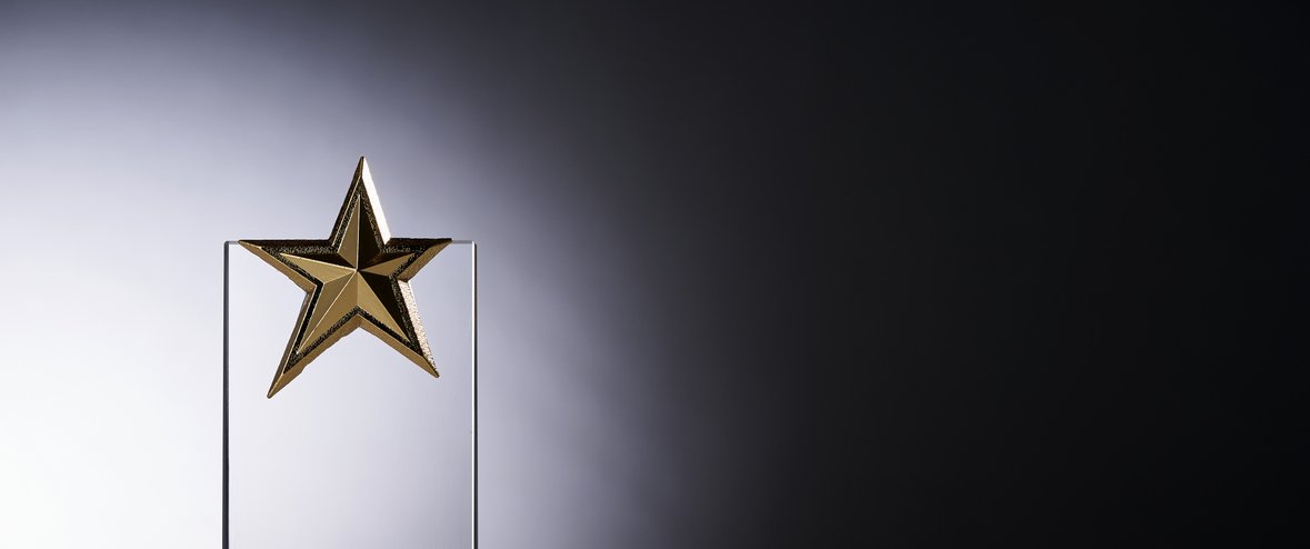 An award with a glass star atop