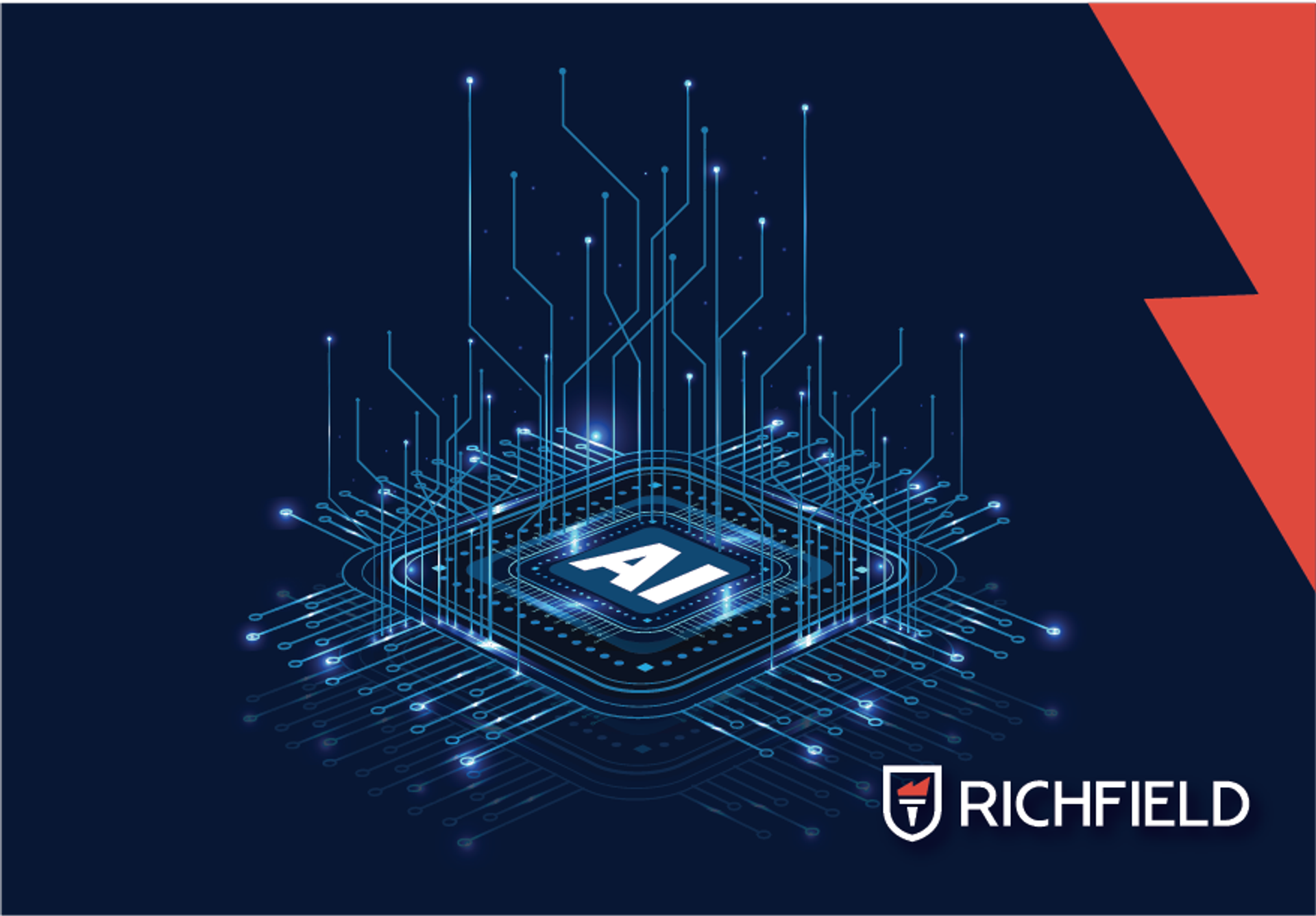 AI wording on a multilayer circuitry illustration with the Richfield logo.